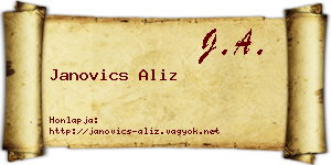 Janovics Aliz névjegykártya